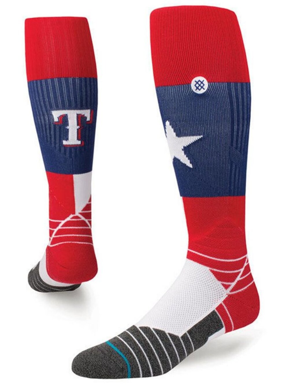 RARE/Stance Diamond Pro Rangers Flag OTC Baseball Socks MLB Men's Large 9-12 NWT